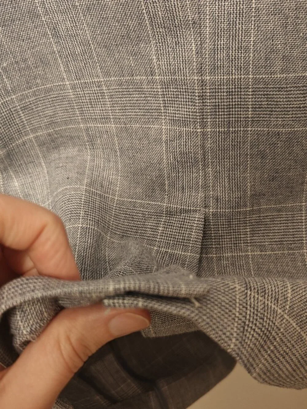 Banana Republic 36S glen plaid 55% linen 45% cotton glen blue tailored unlined